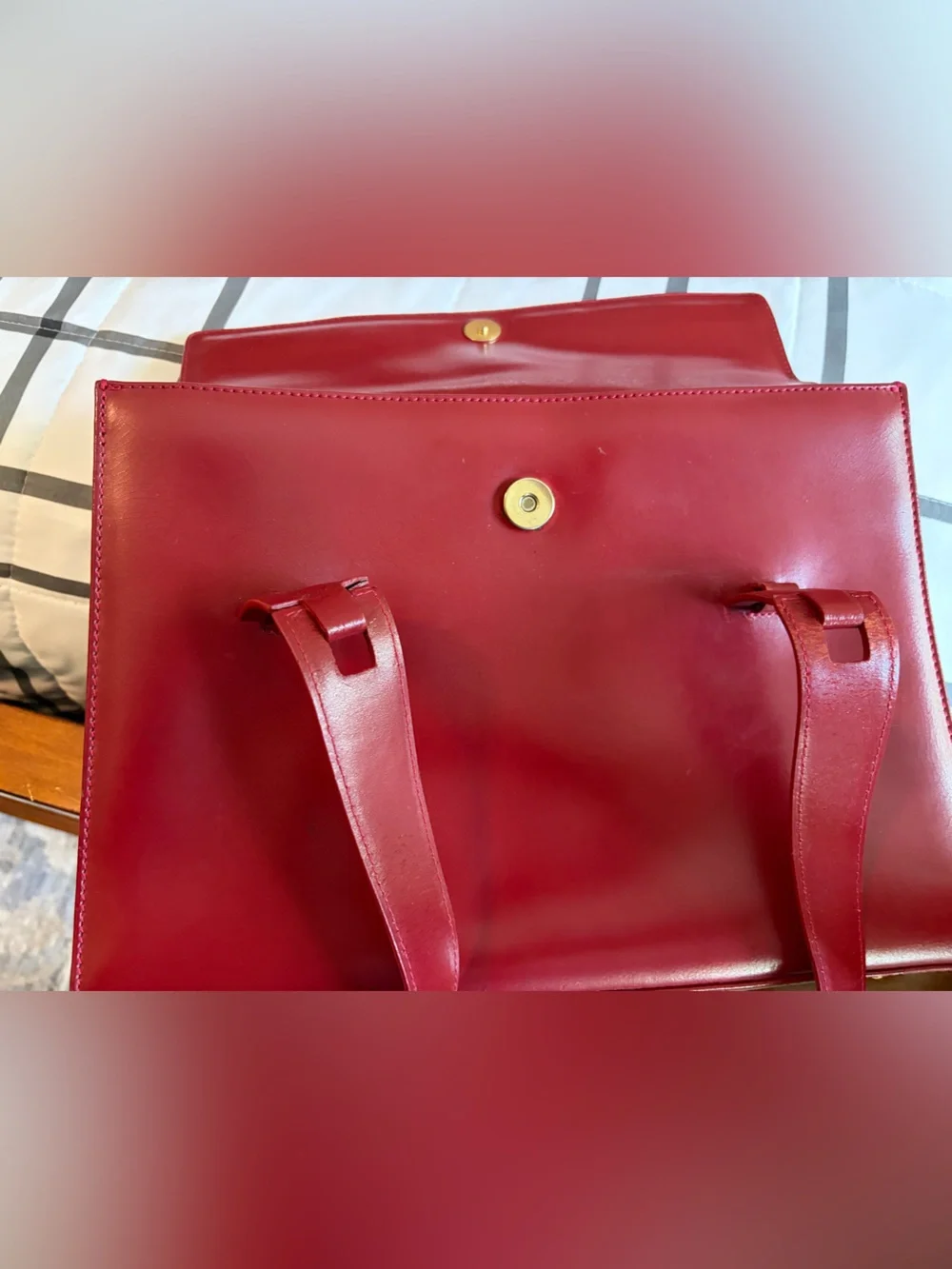 Le Tanneur Leather Handbag in Dark Red - Picture 9 of 15